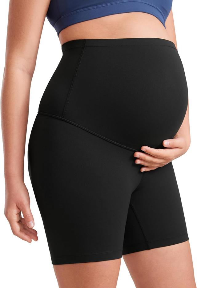 Product image of CRZ YOGA Womens Butterluxe Maternity Biker Shorts Over The Belly 6" - Pregnancy Yoga Workout Activewear