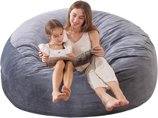 Product image of Large Bean Bag Chair for Adults/Kids with Filling, 3 ft Memory Foam Bean Bag Chairs with Filler Included, Ultra Soft Dutch Velvet Fabric, Bean Bag for Living Room - 3 Foot,Dark Gray