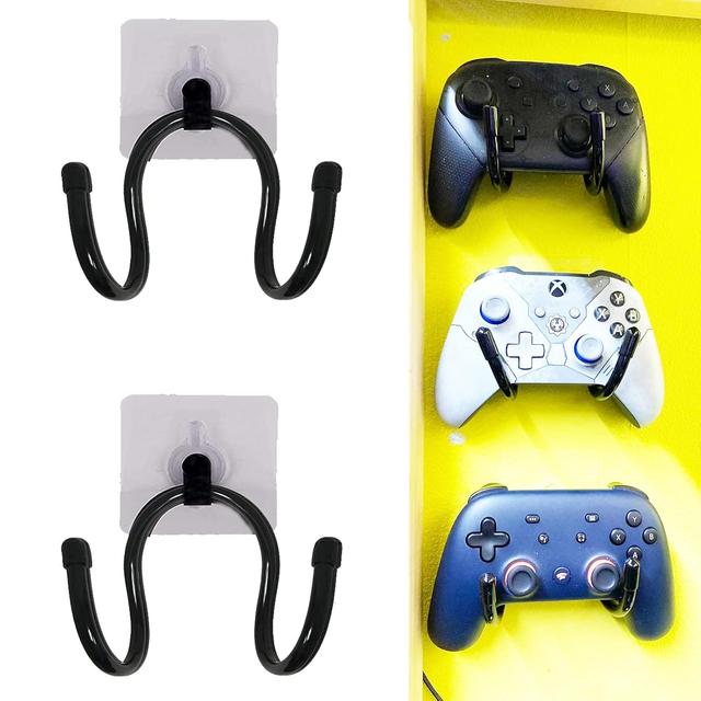 Product image of Universal Adhesive Game Controller Organizer Wall Mount and Clip for Xbox One PS4 Switch Pro - Headphone Holder - Easy to Install - 2 Pack