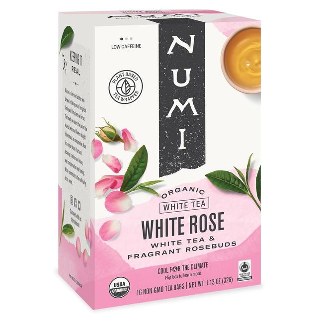 Product image of Numi Organic White Rose Tea, 16 Tea Bags, White Tea & Fragrant Rosebuds, Low Caffeine (Packaging May Vary)