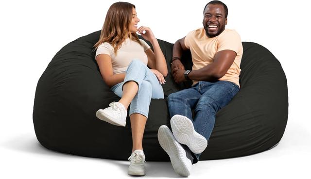 Product image of Big Joe Fuf XXL Foam Filled Bean Bag Chair with Removable Cover, Black Lenox, 6 feet Giant