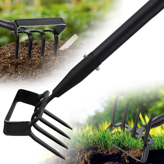 Product image of Garden Hoe Tool - Heavy Duty 2 in 1 Hula Scuffle Hoes with Cultivator Tiller for Weeding Grass,Loosening Soil,Sharp Blade,36-60” Long Handle,Push Pull Action Hoe with Scraper Rake for Gardening