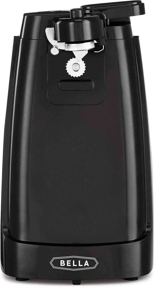 Product image of BELLA Electric Can Opener and Knife Sharpener, Multifunctional Jar and Bottle Opener with Removable Cutting Lever and Cord Storage, Stainless Steel Blade, Black