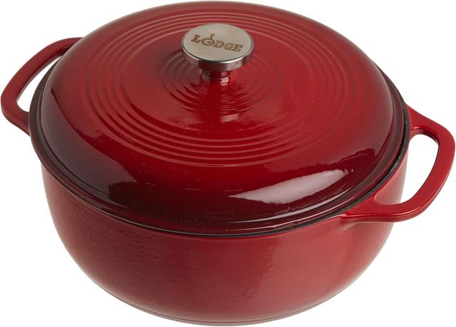 Product image of Lodge 6 Quart Enameled Cast Iron Dutch Oven with Lid – Dual Handles – Oven Safe up to 500° F or on Stovetop - Use to Marinate, Cook, Bake, Refrigerate and Serve – Island Spice Red
