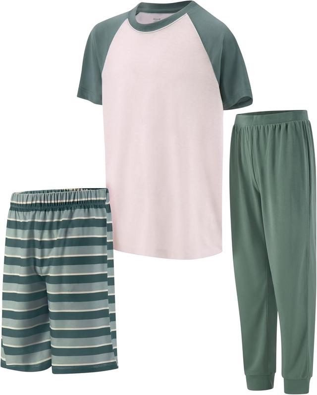 Product image of Boys Pajamas Set, 3-Piece Boys’ Sleepwear Pjs, Loose Fit, Soft, Breathable, Teens and Kids - Size 7-8, 10-12, 14-16
