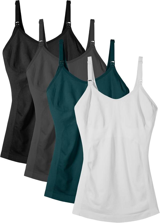 Product image of Women's Maternity Nursing Tank Tops with Built in Bra for Breastfeeding Camisoles Shirt 4Pack