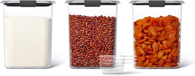 Product image of Rubbermaid Brilliance BPA-Free Food Storage Containers with Lids Airtight Kitchen and Pantry Organization Set Includes 3 Containers and Scoops Clear 16 cups