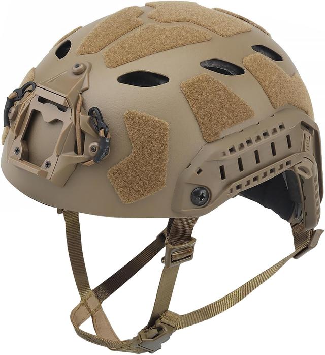 Product image of AOUTACC Lightweight Tactical Fast Helmet, Military Integrated Helmet with NVG Mount Base, Side Rails,Pre-Slotted Headset Strap for Outdoor Sports, CS