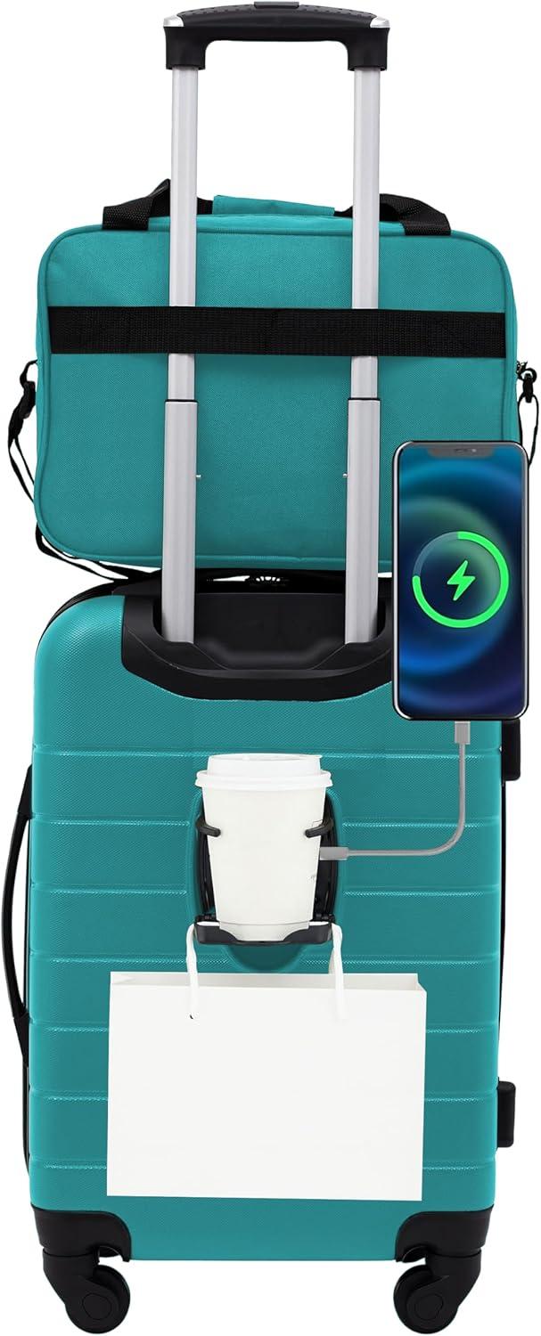 Product image of Wrangler Smart Luggage Cup Holder and USB Port, Teal, 2 Piece Set