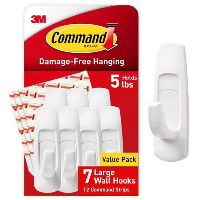 Product image of Command Large Utility Hooks, 7-Hooks, 12-Strips, Organize Damage-Free