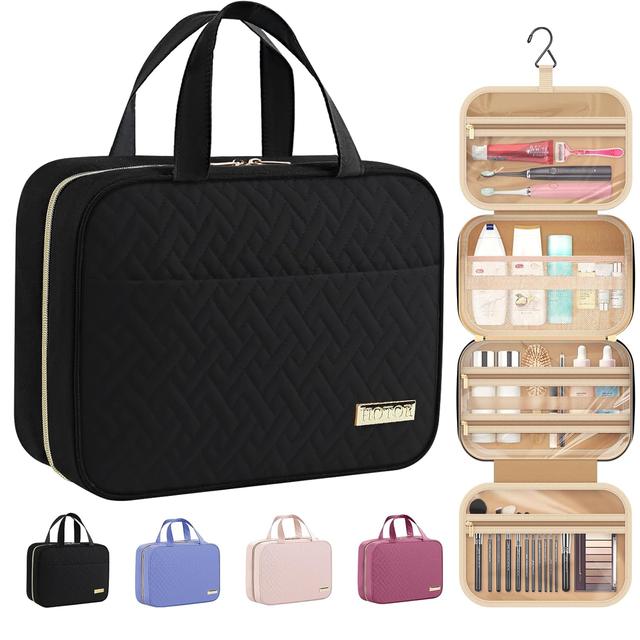 Product image of HOTOR Travel Toiletry Bag w/Hanging Hook - Spacious Toiletry Bag Essentials for Women & Men, Makeup Bag/Big Comparment, Waterproof for Travel Accessories, Medium, Black