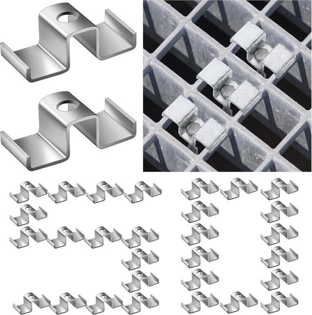 Product image of 50 Pcs Grating Clip Saddle Clip Galvanized Carbon Steel for Screw Size 1/4 Inch for Industrial Flooring Drainage Systems Mezzanines Walkways Stair Treads