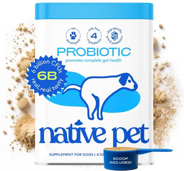 Product image of Native Pet Probiotics for Dogs - Dog Probiotics Powder for Digestive Health, Gut Support, & Immune Boost – Vet-Formulated Powder for Maximum Potency with Digestive Enzymes & Prebiotics - 30 Scoops