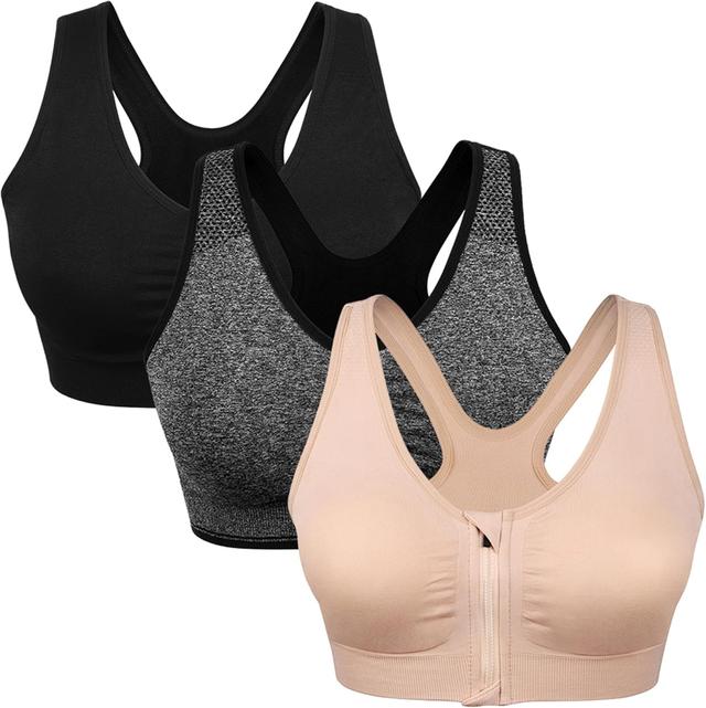 Product image of Women's Zip Front Sports Bra Wireless Post-Surgery Bra Active Yoga Sports Bras