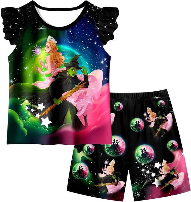 Product image of Girl Princess Clothing Sets Kids Graphic Causal Short Sets for 5-12Y