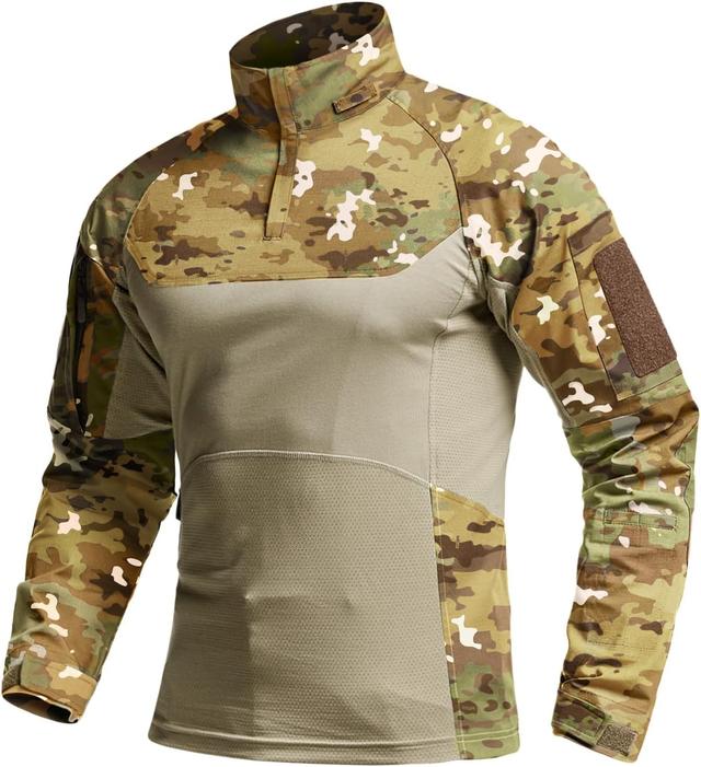 Product image of CQR Men's Combat Shirt Tactical 1/4 Zip Long Sleeve Military BDU Shirts Camo EDC Top with Pockets