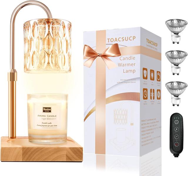 Product image of Candle Warmer Lamp with 3 Bulbs, Adjustable Height Dimmable Candle Warmer with Timer, Candle Lamp with Charming Gift Box Ribbon, Mothers Day Birthday Gifts for Women Mom