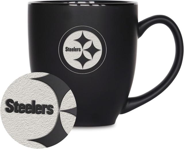 Product image of Rico Industries NFL Football 15oz Matte Black Bistro Mug - For Hot or Cold Drinks - Team Logo Etched For Unique Feel