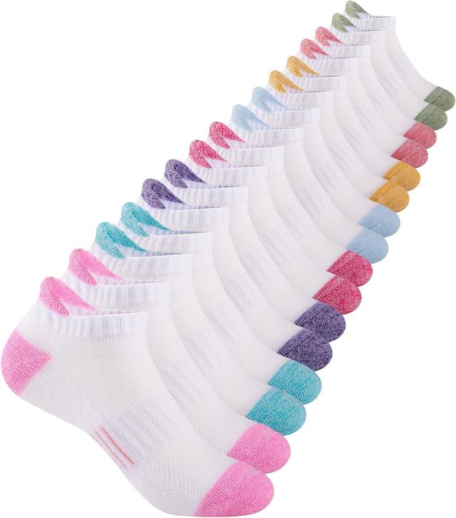 Product image of Comfoex Girls Socks Ankle Athletic Socks For Kids 4-6 6-8 8-10 Years Old Short Socks With Cushioned Sole 8 Pairs
