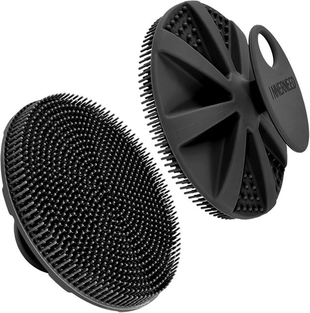 Product image of INNERNEED Food-Grade Soft Silicone Body Scrubber Shower Brush Handheld Cleansing Skin Brush, Gentle Exfoliating and Lather Well (Black)