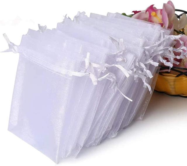 Product image of Hopttreely 100PCS Premium Sheer Organza Bags, White Wedding Favor Bags, 4x4.72 Jewelry Gift Bags for Party, Jewelry, Christmas, Festival, Bathroom Soaps, Makeup Organza, Wrapping Supplie
