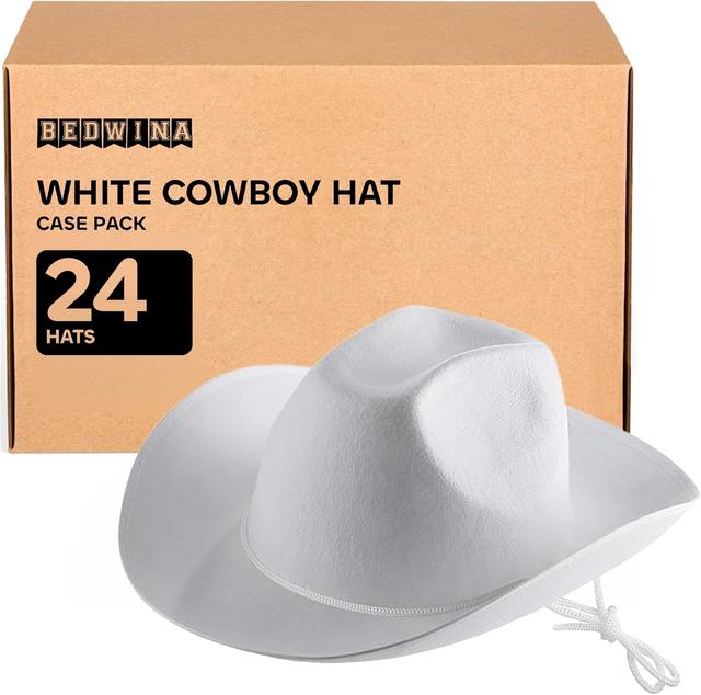 Product image of White Cowboy Hat - (Pack of 24) White Cowgirl Hat for Women and Men with Adjustable Neck Drawstring, Dress-up Parties, and Play Costume Accessories, Fits Most Teen Girls Boys, and Adults