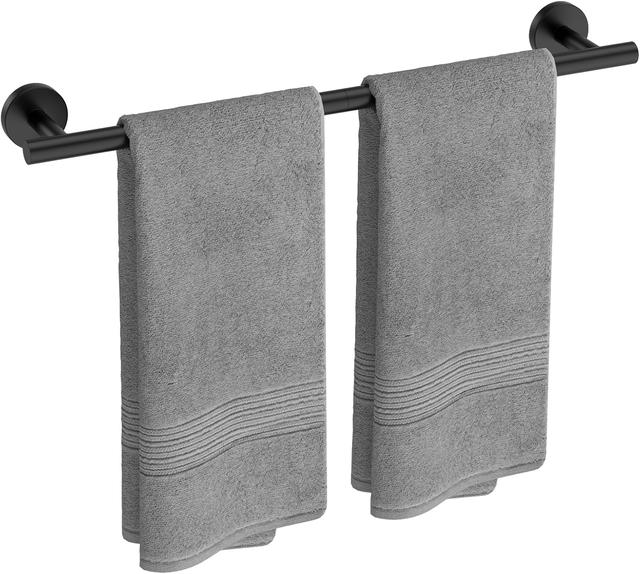 Product image of USHOWER Matte Black Towel Bar, 24-Inch Towel Rack for Bathroom Wall Mounted, Thicken SUS304 Stainless Steel Towel Rod Modern Home Decor (Total Length 26-Inch)