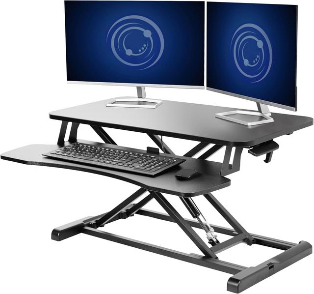 Product image of VIVO 32 inch Desk Converter, K Series, Height Adjustable Sit to Stand Riser, Dual Monitor and Laptop Workstation with Wide Keyboard Tray, Black, DESK-V000K