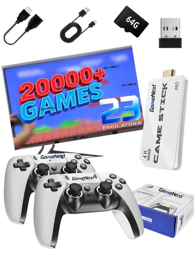 Product image of GameNext 2025 New Retro Game Console, Nostalgia Gaming Stick, Classic Video Games with 4K HDMI, 20,000+ Games and 23 Emulators, Upgraded Dual 2.4G Wireless Controllers 64GB