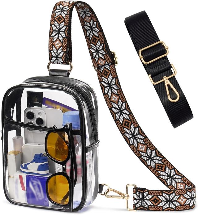 Product image of 3 Pockets Clear Bag for Stadium Events with 2 Long Straps Sling Backpack Fanny Pack Concert Crossbody Purses for Women