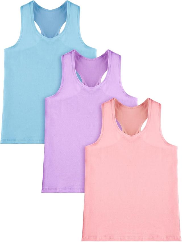 Product image of Boao 3 Pieces Girls Dance Tank Top Racerback Crop Tank Top Sleeveless Dance Outfit for Ballet Gymnastics Wear