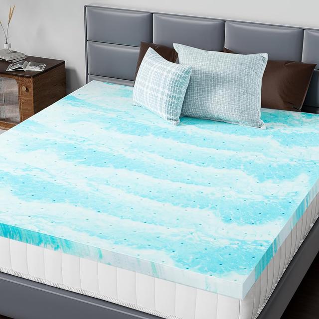 Product image of DUMOS Mattress Toppers Memory Foam Full, 2 Inch Thick Bed Topper Pad Cooling Gel Infused Soft Comfy Padding Breathable for Sleeper Sofa Couch RV Camper, CertiPUR-US Certified, Blue