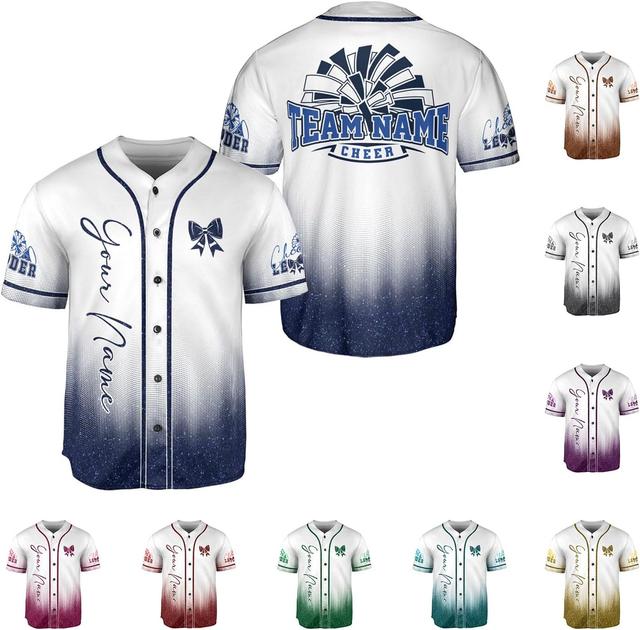 Product image of Mostefy Personalized Cheerleading Baseball Jersey, Custom Cheerleading Shirt for Team, Cheerleading Jersey for Men Women