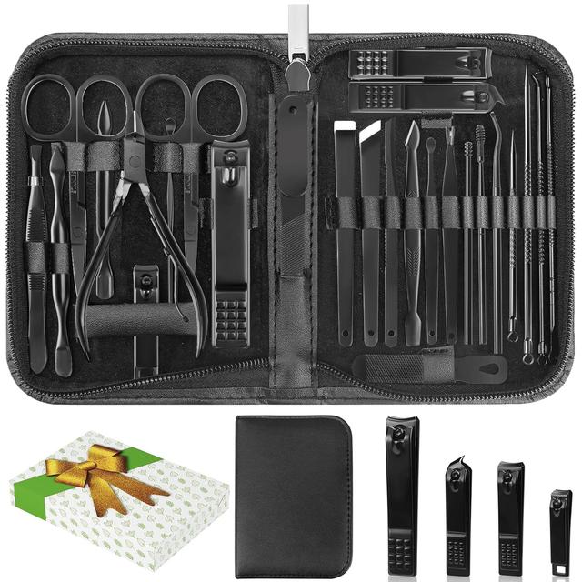 Product image of Manicure Set, Professional Nail Clippers Pedicure Kit 26 Pieces Nail Care Tools for Travel & Grooming (Black)