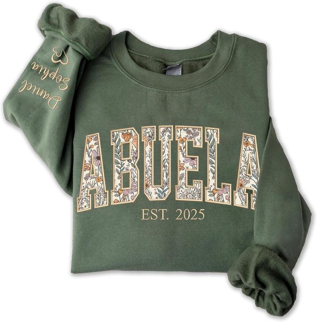 Product image of Custom Floral Applique Embroidery Grandma Sweatshirt, Grandma Gifts, Custom Mama Sweatshirt, Mother's Day