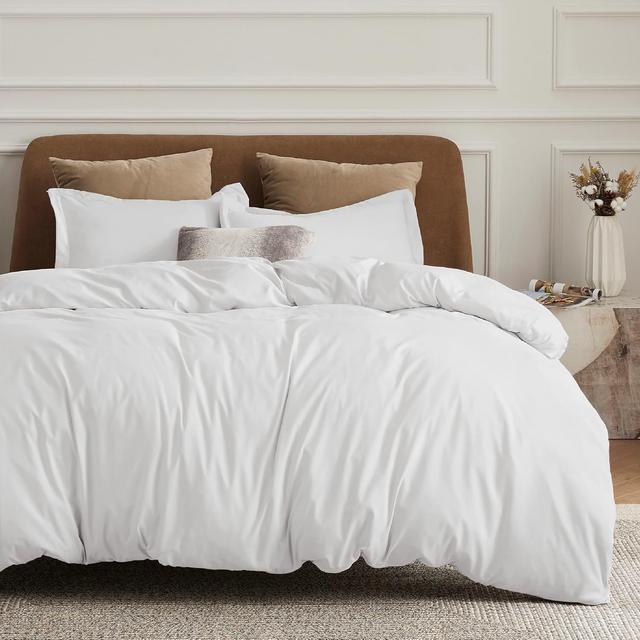 Product image of Bedsure White Duvet Cover Queen Size - Soft Double Brushed Bedding Set for Kids & Adults, Zipper Closure, 3 Pieces, Includes 1 Duvet Cover (90"x90") & 2 Pillow Shams, NO Comforter