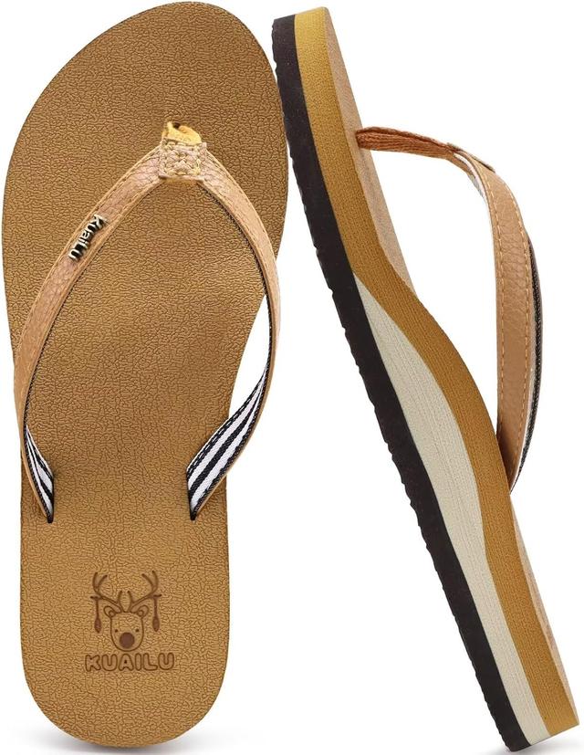 Product image of KuaiLu Womens Arch Support Flip Flops Comfortable Yoga Mat Slip on Summer Beach Walking Thong Cushion Sandals