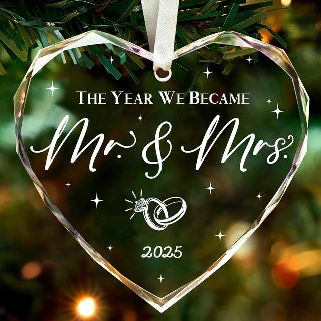 Product image of Wedding Gifts, Mr and Mrs Gifts Ornament 2025,Bridal Shower Gifts,Wedding Gifts for Couples 2025, Just Married Gift for Newlywed Couple, Bride,Crystal Glass Ornament Mr and Mrs Gifts