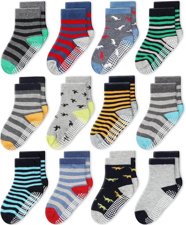Product image of CozyWay Kids Socks With Grippers Non Slip Crew Grip Socks for Girls and Boys Soft Comfy Cotton Unisex - 12 Pack