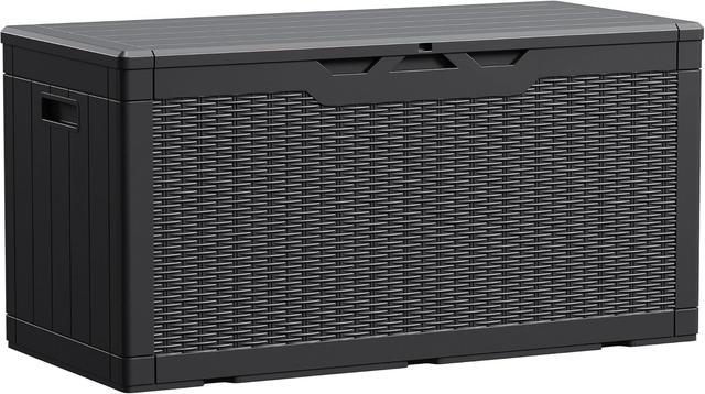 Product image of Devoko 100 Gallon Waterproof Large Resin Deck Box Indoor Outdoor Lockable Storage Container for Patio Furniture Cushions Garden Tools (100 Gallon, Black)