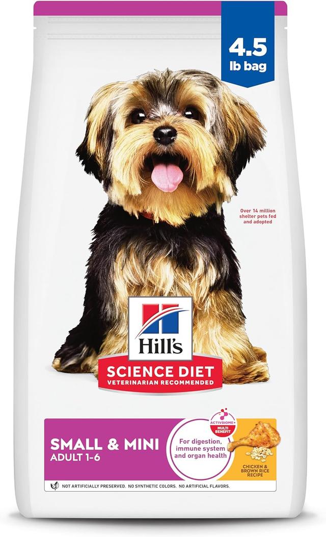 Product image of Hill's Science Diet Small & Mini, Adult 1-6, Small & Mini Breeds Premium Nutrition, Dry Dog Food, Chicken & Brown Rice, 4.5 lb Bag