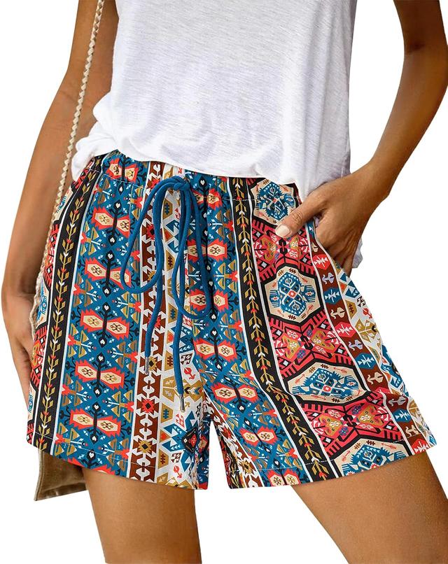 Product image of BTFBM Womens Boho Summer Shorts Beach Vacation Clothes 2025 Elastic Waist Casual Printed Loose Short Lounge Pant Pockets
