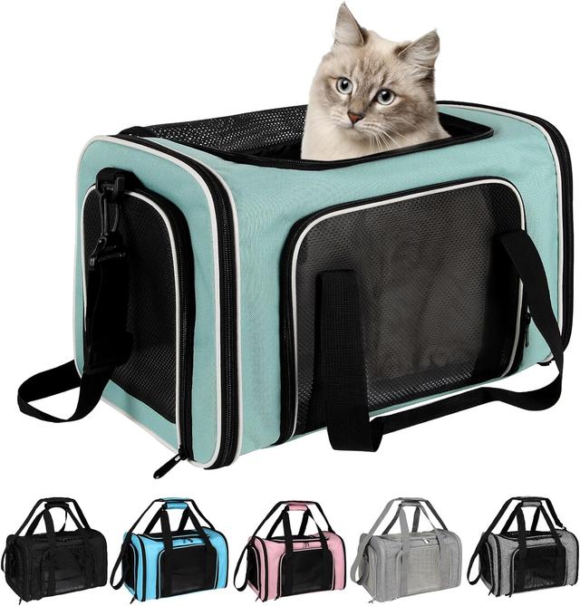 Product image of Cat, Dog Carrier for Small Medium Pet Carriers Up to15Lbs, Cat Carrier Soft- Sided Puppy Cat Bag Portable Foldable Airline Approved Carrier Travel (Green 18 * 11 * 11)