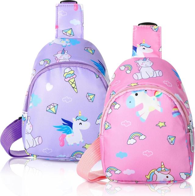 Product image of 2 Pcs Small Crossbody Bag Cute Cartoon Unicorn Sling Bag Nylon Shoulder Bag Coin Pouch for Travel Hiking(Style 1)