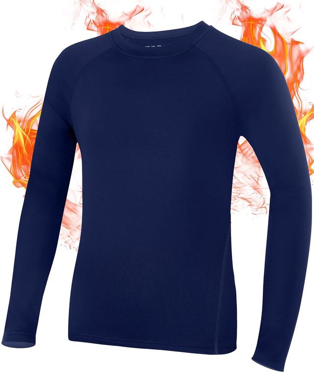 Product image of Roadbox Boys Compression Thermal Shirt - 1-2 Pack Youth Long Sleeve Fleece Base Layer Undershirts Football Baseball