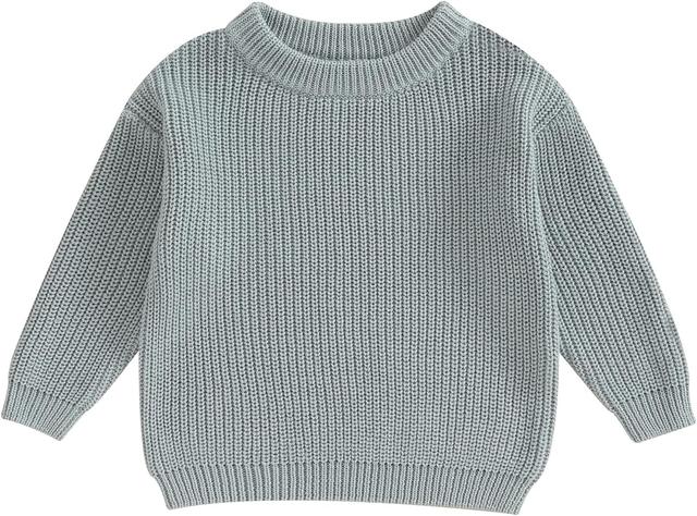 Product image of Baby Girl Boy Toddler Knit Sweater Cute Round Neck Long Sleeve Blouse Pullover Oversized Sweatshirt Warm Kids Tops