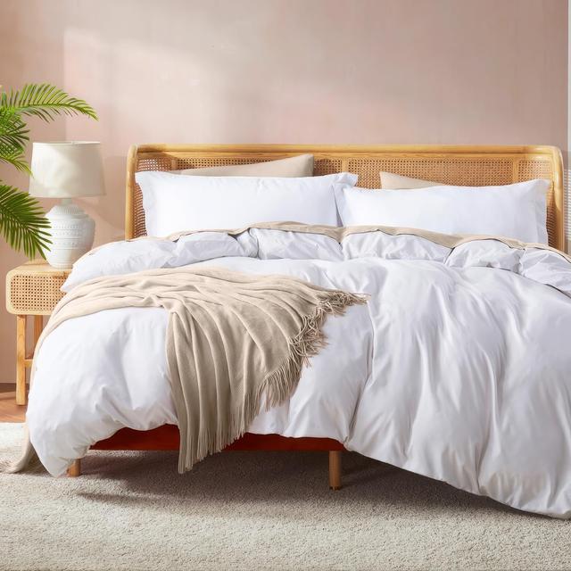 Product image of Nestl White Duvet Cover Queen Size - Soft Double Brushed Queen Duvet Cover Set, 3 Piece, with Button Closure, 1 Duvet Cover 90x90 inches and 2 Pillow Shams