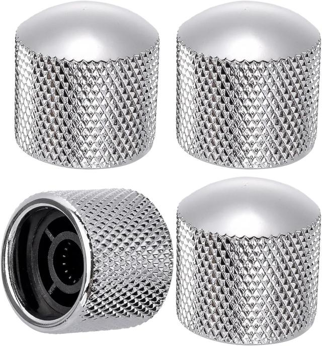 Product image of 4Pcs Metal Guitar Knobs Volume Tone Control Knob Dome Tone Knobs for Electric Guitar Bass Replacement Parts, Silver