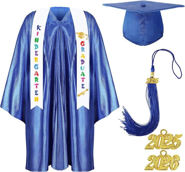 Product image of Foaincore 2025 Year Preschool and Kindergarten Graduation Gown Cap Tassel Set with 2025/2026 Charm Printed Stole Grad Gift