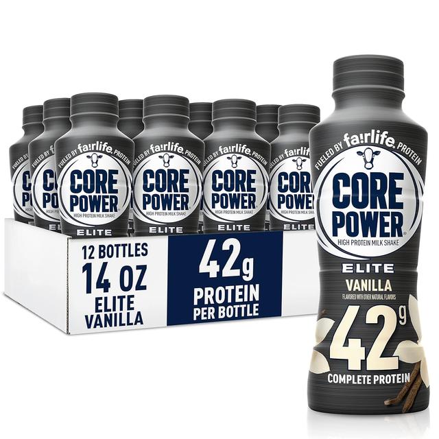 Product image of Core Power Elite High Protein Shake, Vanilla, 42g Bottle, 14oz, 12 Pack